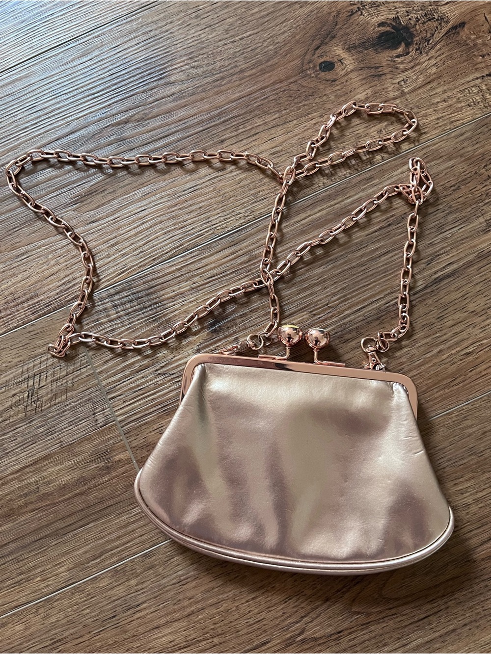 Ted Baker Metallic Gold Kiss-Lock Crossbody/Clutch Bag